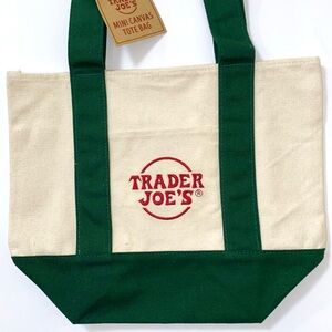NWT Trader Joe’s Green MINI Canvas Tote.